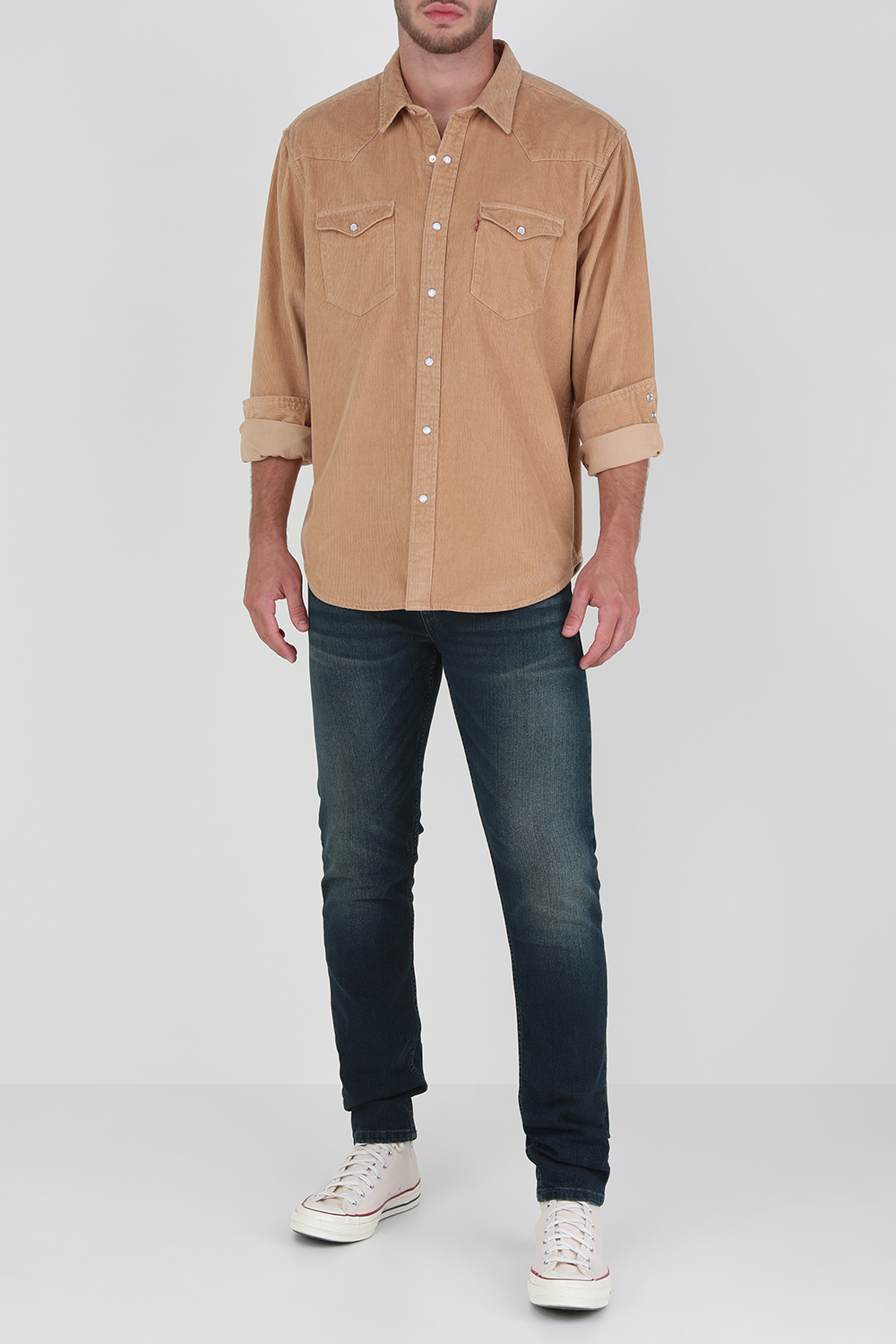 חולצת קורדרוי מכופתרת ארוכה